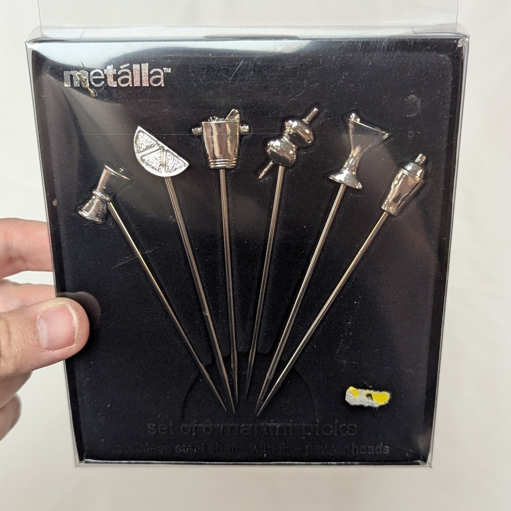 Metalla Martini Picks Silver Pewter Decorative Barware Set of 6